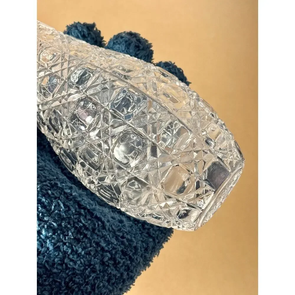 Small Clear Crystal Glass Bud Vase Japanese Flower Vase 8.3 in Made in Japan